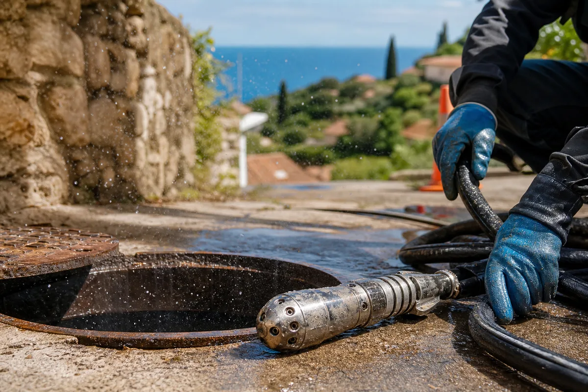 Nettoyeur haute pression utilisé pour un hydrocurage de canalisation